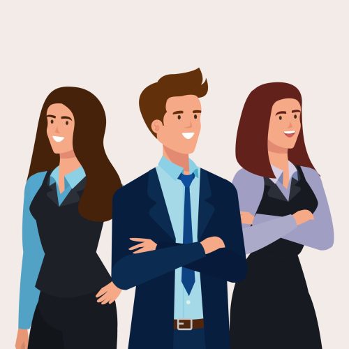 meeting of business people avatar character vector illustration design